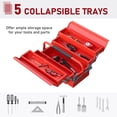 thumbnail image 4 of 18" inches Metal Tool Box, Portable 5-Tray Cantilever Steel Tool Chest Cabinet, Red, 4 of 6