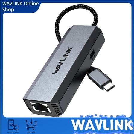 WAVLINK 5Gbps USB C to Ethernet Adapter, USB Type-C to RJ45 Gigabit LAN Ethernet Network Adapter for Windows, Mac OS, iPad OS and More