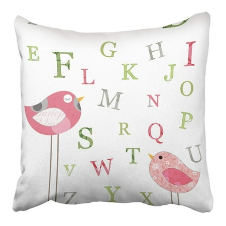 - CMFUN Gray Nursery Kids Alphabet Pink Wall Animal Announcement Baby Baby Bird Pillowcase Cushion Cover 16x16 inch