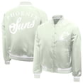 thumbnail image 3 of Women's Starter Green Phoenix Suns Printed Script Cropped Satin Varsity Full-Snap Jacket, 3 of 3