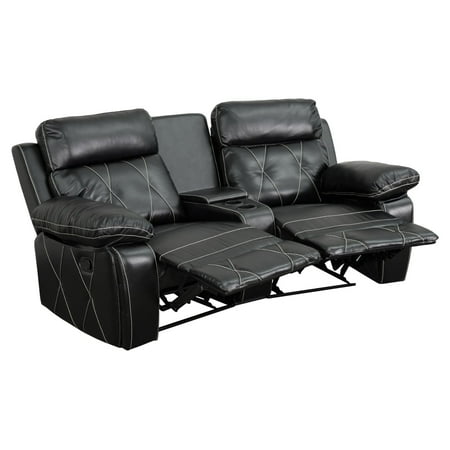 Furniture Comfort Flash Furniture Reel Comfort Series 2-Seat Reclining Leather Theater Seating Unit with Curved Cup Holders ()