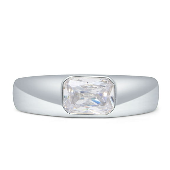 Solitaire Radiant Cut Cubic Zirconia Ring 925 Sterling Silver Size 5