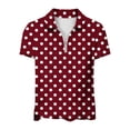 thumbnail image 3 of LPZOOGU Women's Polka Dot Print Polo Shirt Short Sleeve Half Zip V-Neck Casual Golf Tennis Work Blouse Multiple Color, 3 of 4