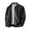 thumbnail image 4 of Zenithor Men's Faux Leather Jacket Lapel Collar Full Zip Lightweight Casual Outerwear Coat Side Pockets Black(XL-5XL), 4 of 9