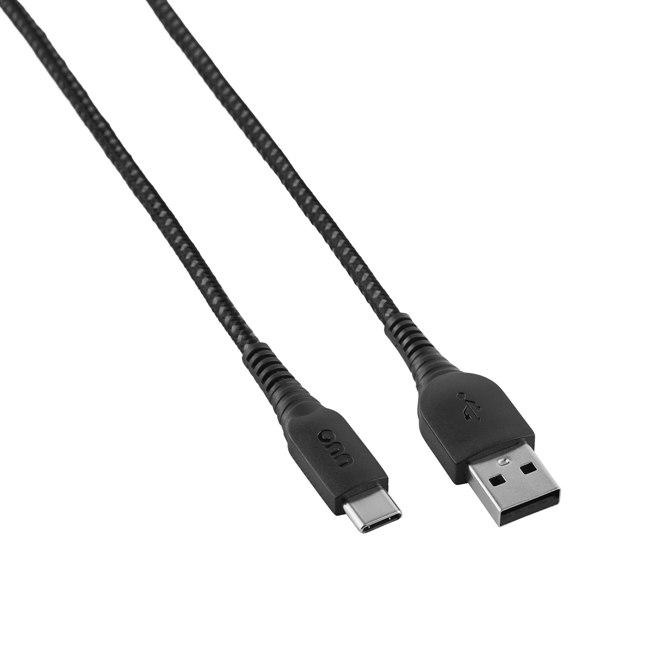 (5 pack) Onn 10ft USB to USB-C Braided Charging Cable, USB-IF Certified, Black - Compatible with Latest iPhone, Samsung Galaxy, Note, Pixel Devices, iPad Pro
