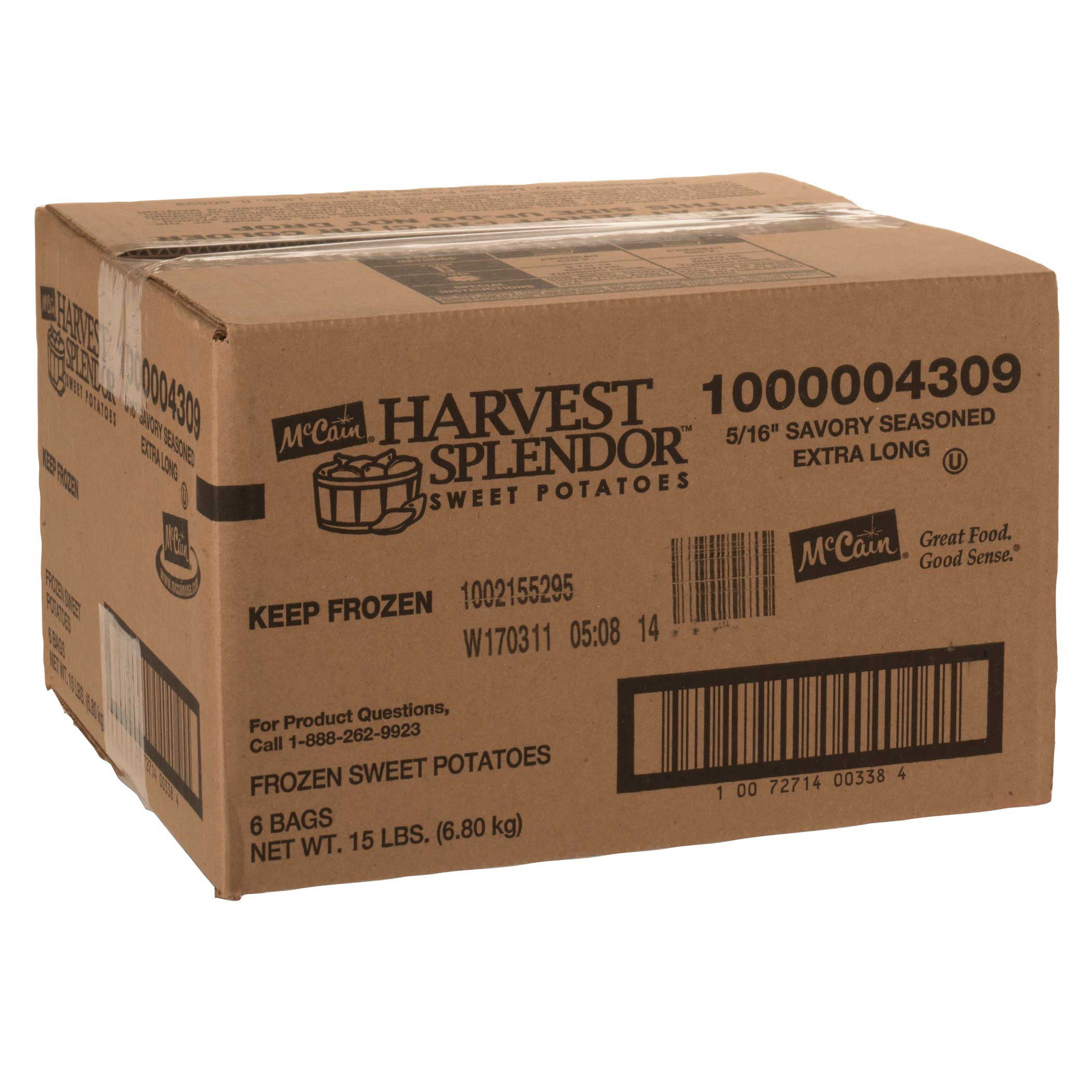 McCain Harvest Splendor 5/16 inch Straight Cut Battered Seasoned Sweet Potato Fry, 2.5 Pound -- 6 per case