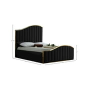 Meridian Furniture Jolie Queen Size Channel Tufting Velvet Standard Beds, Black