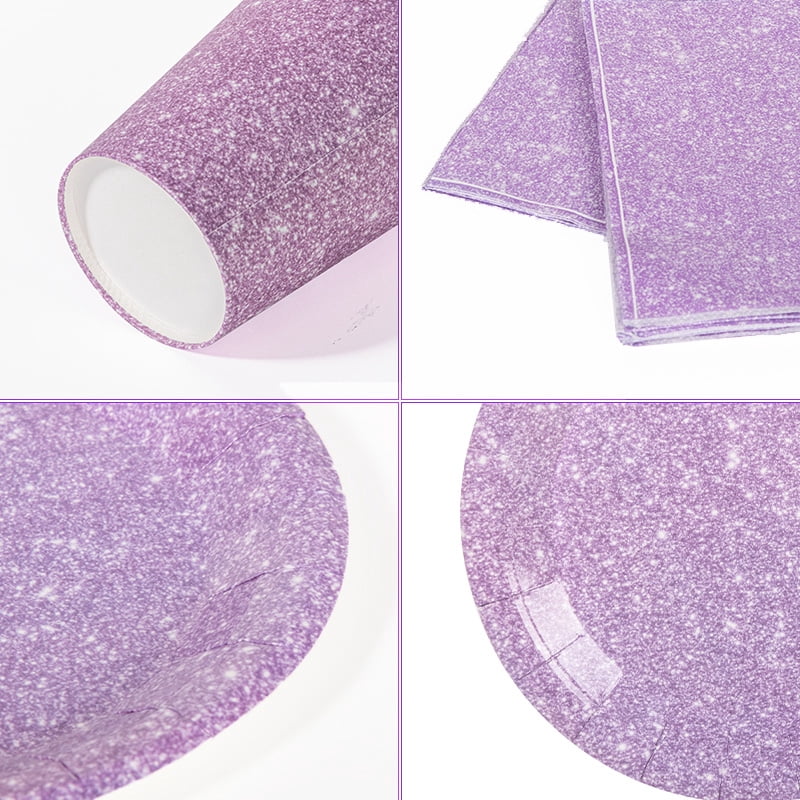 120 Pcs Purple Plates and Napkins Party Supplies, Disposable Paper Tableware Decorations Birthday Table Dinnerware Favors Set