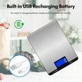 thumbnail image 4 of Mistaha Digital Food Scale 5kg/11lb Rechargeable Digital Kitchen Scale with LCD Display Touch Buttons 7 Units Option 3g/0.1oz Precise Graduation Stainless Steel Digital Scale for Baking Cooking, 4 of 8
