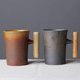 thumbnail image 2 of Taza de café de cerámica con mango de madera vintage japonesa, vaso de agua para el hogar y la oficina (gris-B), 2 of 4