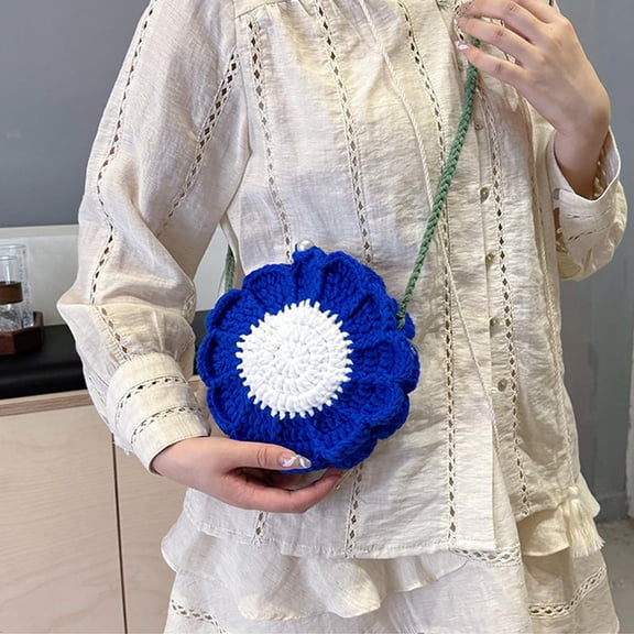 Clearance WOAHU Crossbody bag,Hand-knitted,Daisy Flower Crochet Bag Handmade Knitted Crossbody Bag Phone Bag Floral Knitting Tote Bag For Women Summer Beach
