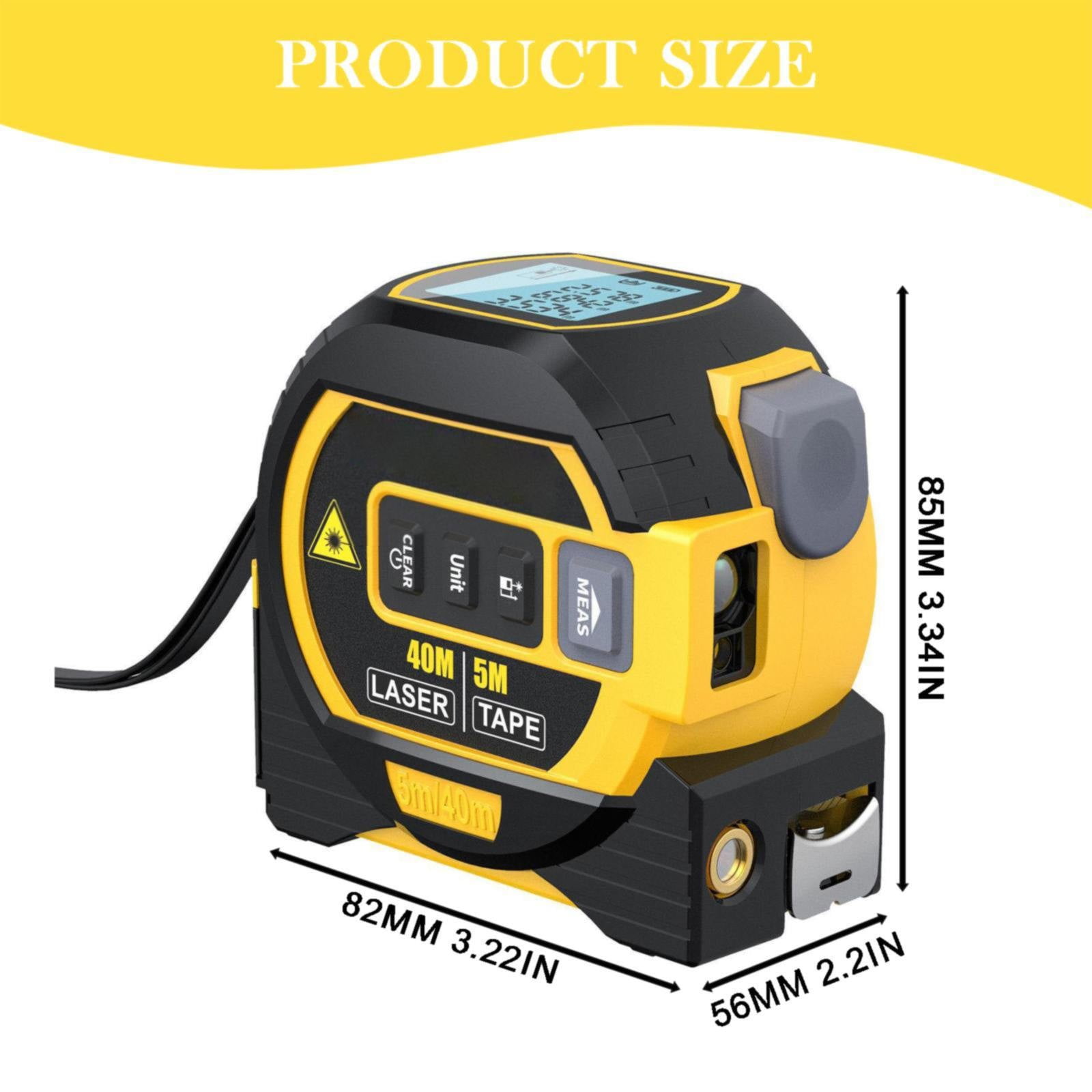 Laser Measuring Tape,Digital Laser Tape Measure,3-In-1 Laser Digital Measuring Tape Ruler，Digital Laser Tape Measure,Lazer Measuring Tool, Ft & Metric Measurement | 135 Ft | 40 M