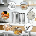 thumbnail image 5 of 2 Pcs Metal Utensil Holder，Practical Rack for Chopstick Spoon Fork Silverware Straw Cutlery Home Kitchen Use，Stainless Steel Utensil Holder, 5 of 6