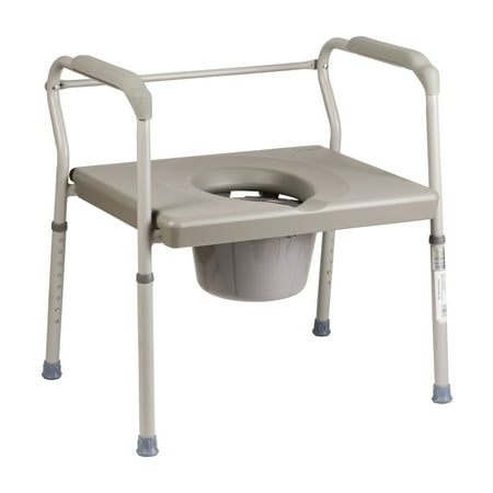 DMI Adjustable Bedside Commode for Adults Can Be Used with Included 7 Quart Pail or as a Toilet Riser and Toilet Safety Frame Easily Fitting Over Standard Toilet, 500lb Weight Capacity