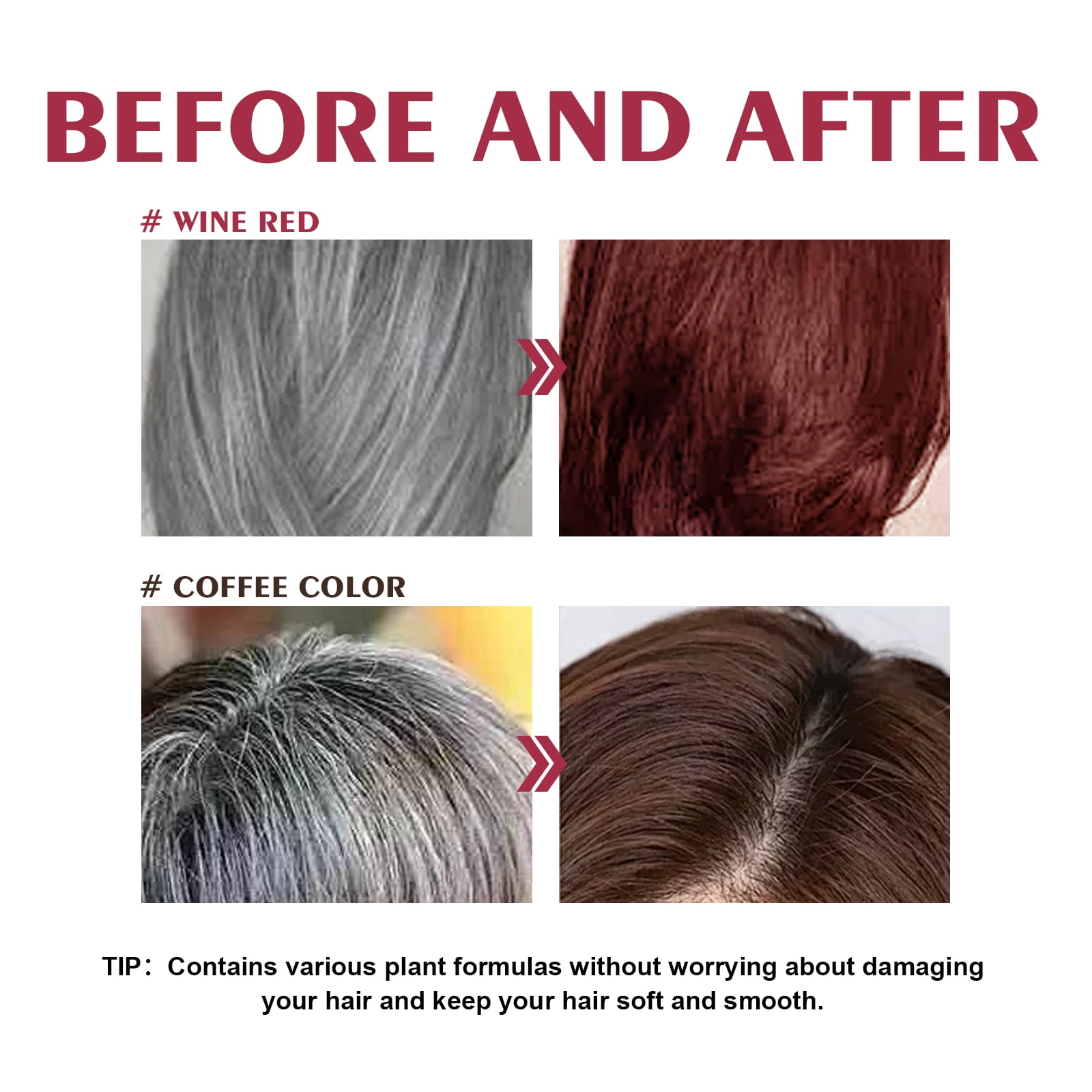 Alvantor Burgundy Instant Hair Dye Shampoo for Gray Coverage, 3.38 fl oz