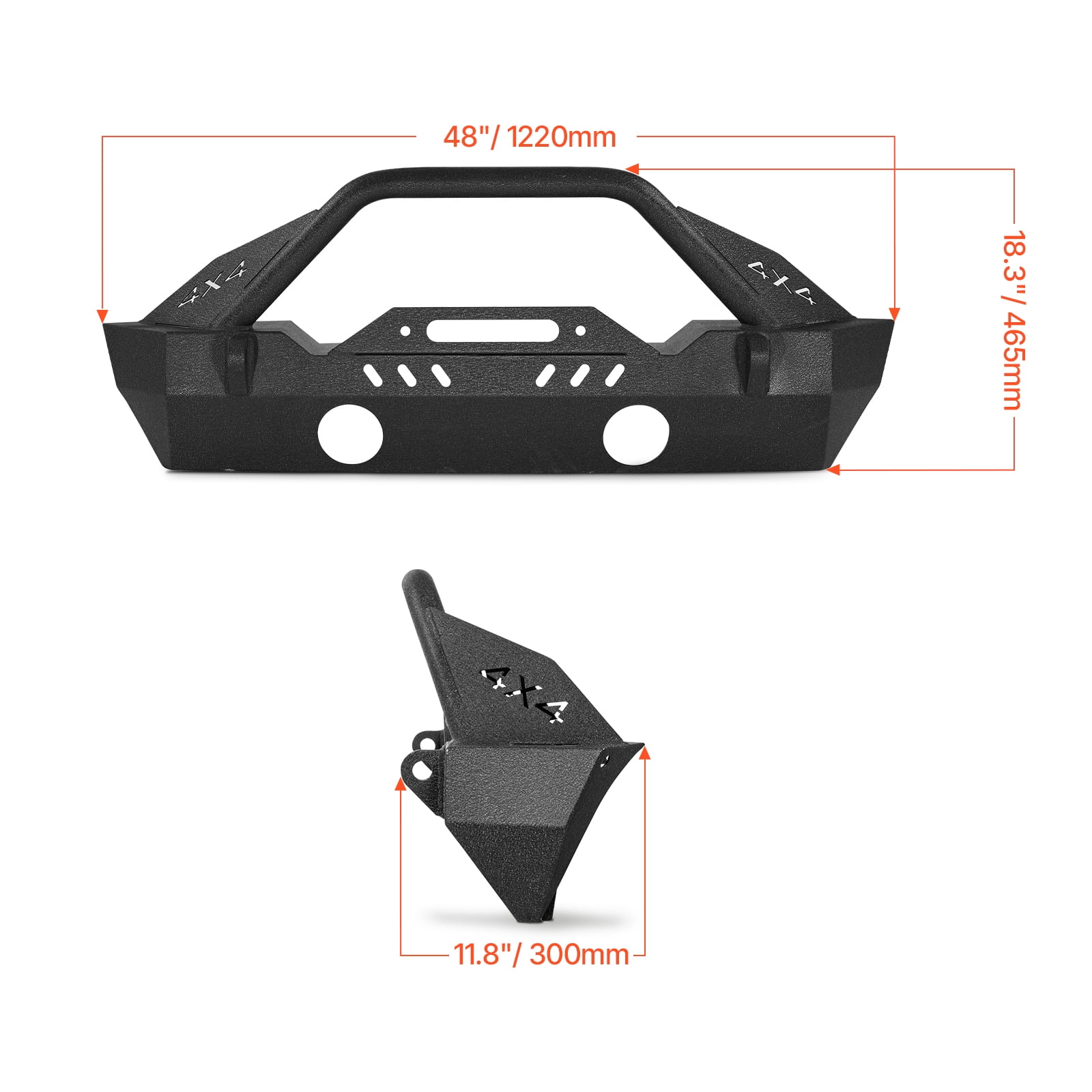 VEVOR Front Bumper Compatible with 2018-2024 Jeep Wrangler JL JLU & Gladiator JT, Heavy-Duty Steel Front Bumper with Winch Plate, D-Ring Mounts & Fog Light Housing