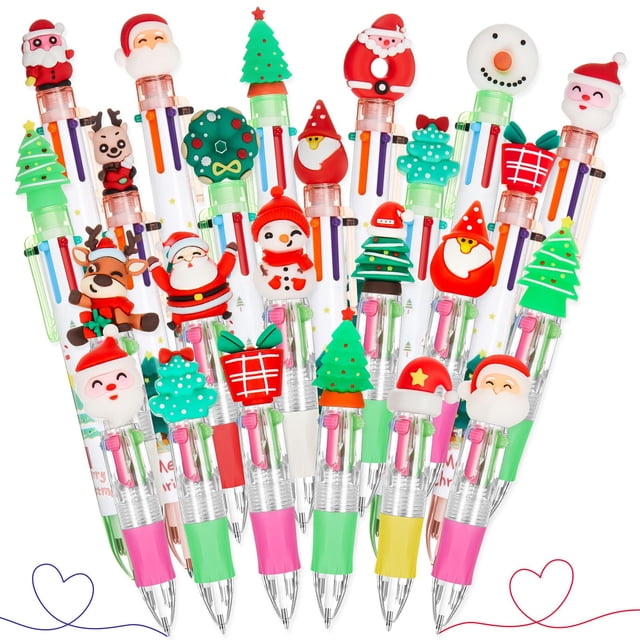 Mooliwe 48 Unidades de Plumas Multicolor 4 en 1 y 6 en 1 de Navidad