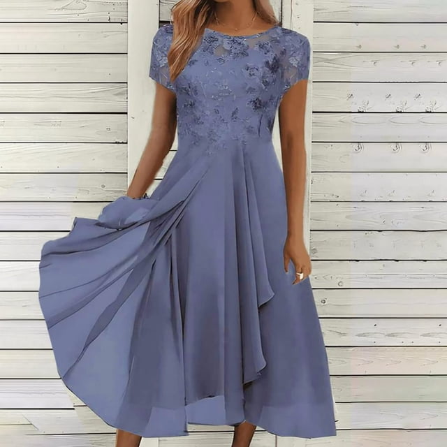 Robes Maxi Aguichant pour Femmes Vacances Décontractées Manches Mi-Longues Robe d'Été de Plage Hawaïenne Ligne A Longue Robe