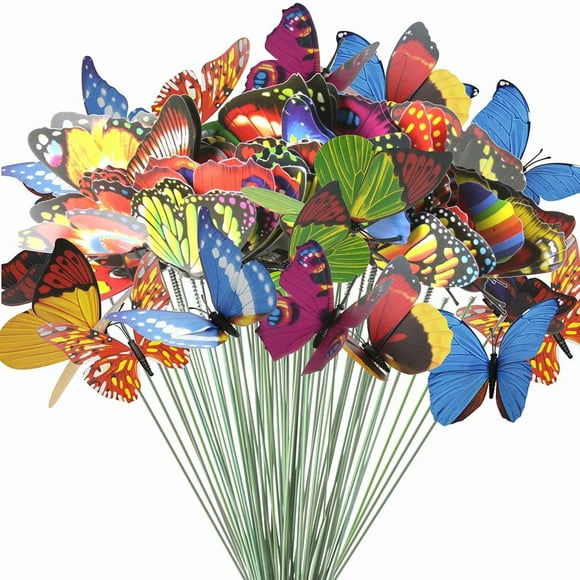 Butterfly Stakes, 50pcs 7cm Jardin Papillon Décor Jardin Patio Jardinière Fleur Pot Printemps Jardin