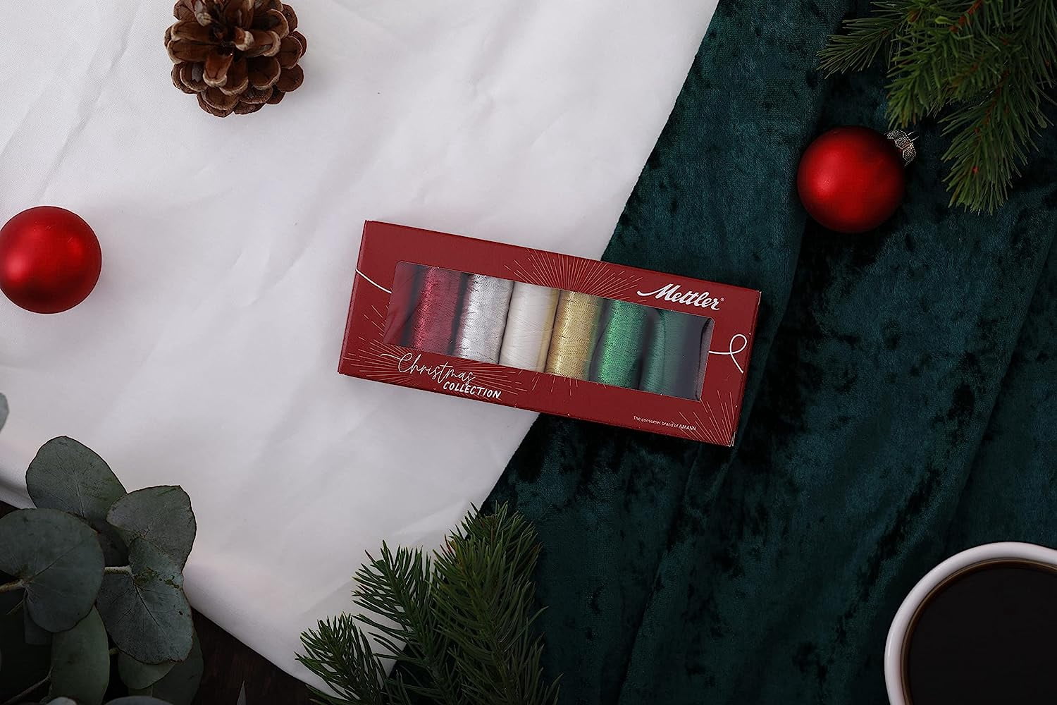 Mettler Poly Sheen and Metallic Christmas Embroidery Thread Set 8 Spools