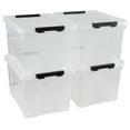 thumbnail image 3 of Knifefish 34 L Clear Plastic Storage Bins Box with Lid, Stackable Lidded Storage Bin Container with Wheels and Secure Latching Buckles, 4 Packs, 3 of 11