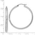 thumbnail image 3 of 14K White Gold Diamond-cut 3.5x38mm Hollow Hoop Earrings, 3 of 3