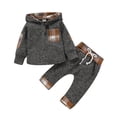 thumbnail image 1 of Set de pantalones y sudadera con capucha a cuadros Saeaby para bebés, de 6 a 12 m, 1 of 8