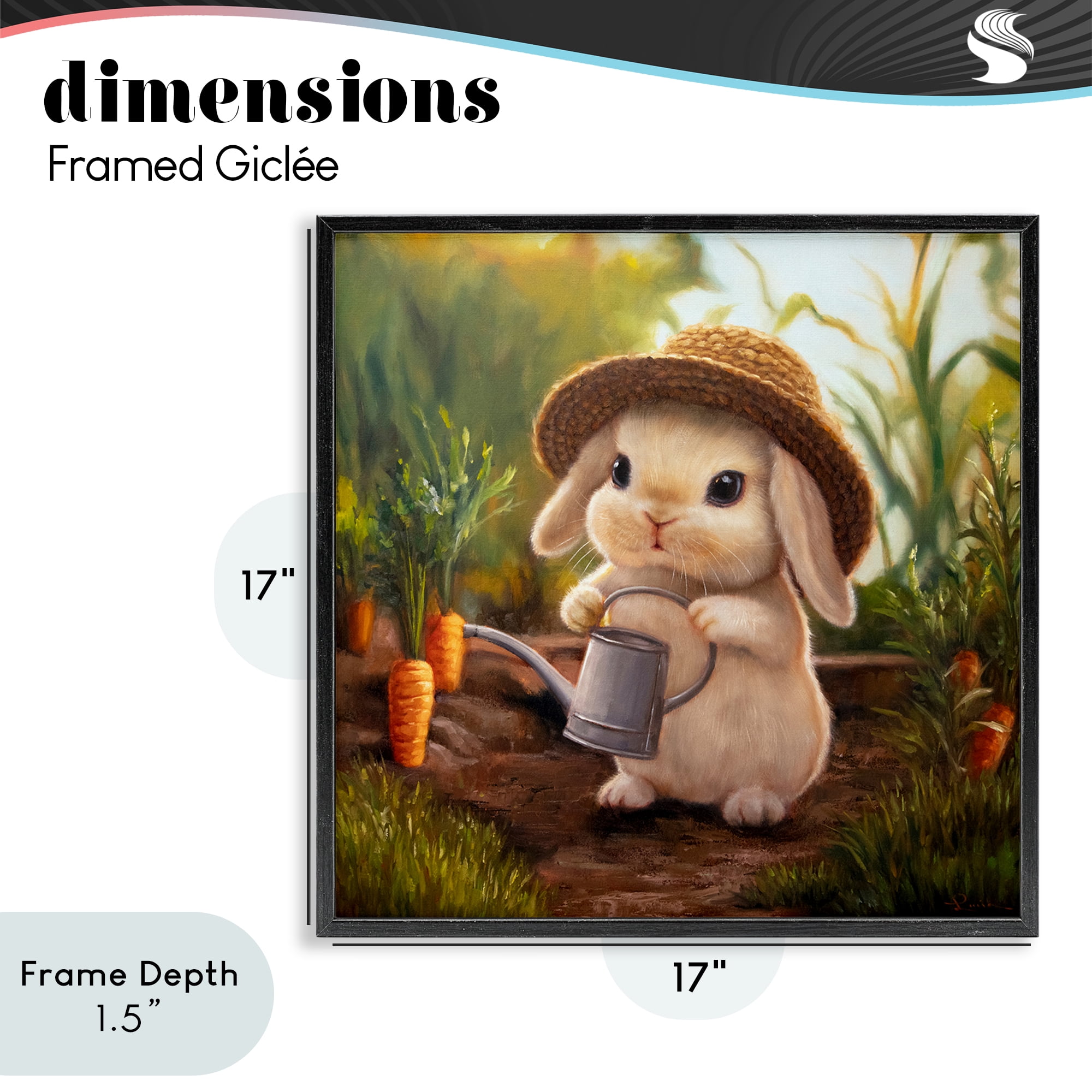 Stupell Industries Bunny with Carrot Garden Black Framed Giclee Art, design by Lucia Heffernan