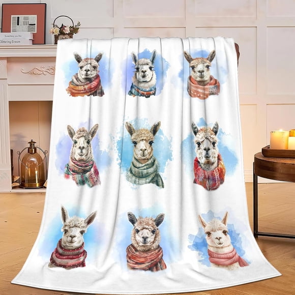 Llama Blanket Alpaca Fleece Throw Blanket Super Soft Warm Cozy Fuzzy Plush Llama Blanket Gifts for Girls Boys Kids Room Decor 40"X50"
