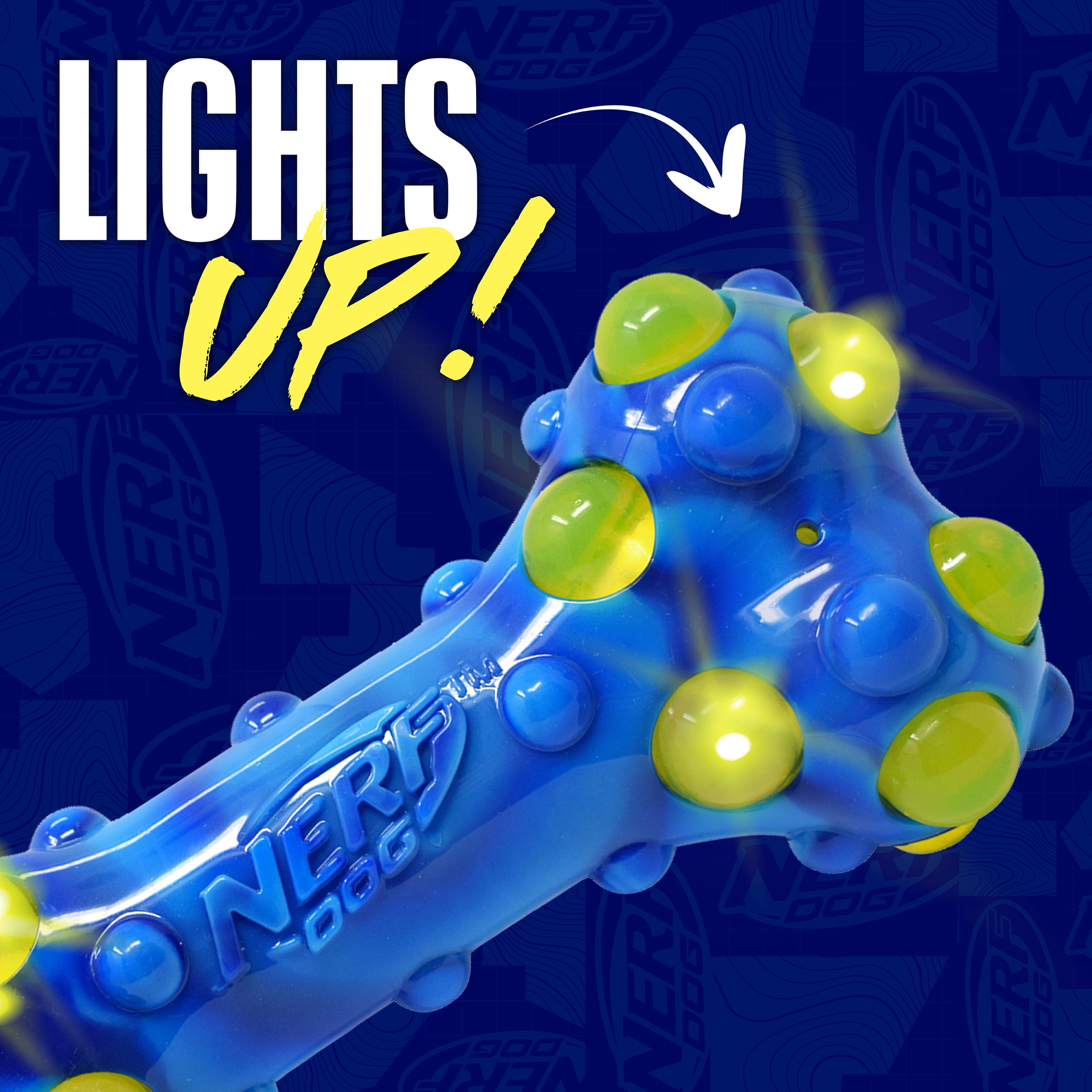 Nerf Dog TPR Bubble Light Up & Squeak Bone, 7 inch