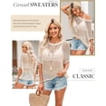 thumbnail image 4 of Womens Summer Scoop Neck Short Sleeve Sweater Casual Crochet Hollow Out Knit Tops Pullover Shirts Beach Coverup, 4 of 6