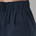 thumbnail image 5 of DondPO Shorts for Women,Linen Pants Women Cotton High Elastic Waisted Pleated Ruffle Cute Shorts Beach Flowy Shorts Drawstring Pants With Pockets Workout Shorts Women,Womens Pants,Dark blue Pants L, 5 of 6