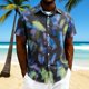 thumbnail image 2 of Mens Casual Manga Corta Botón Abajo Camisas Cuello Abierto Impreso Vacaciones de Verano, Camisas de Manga Corta de los Hombres Casual, 2 of 8
