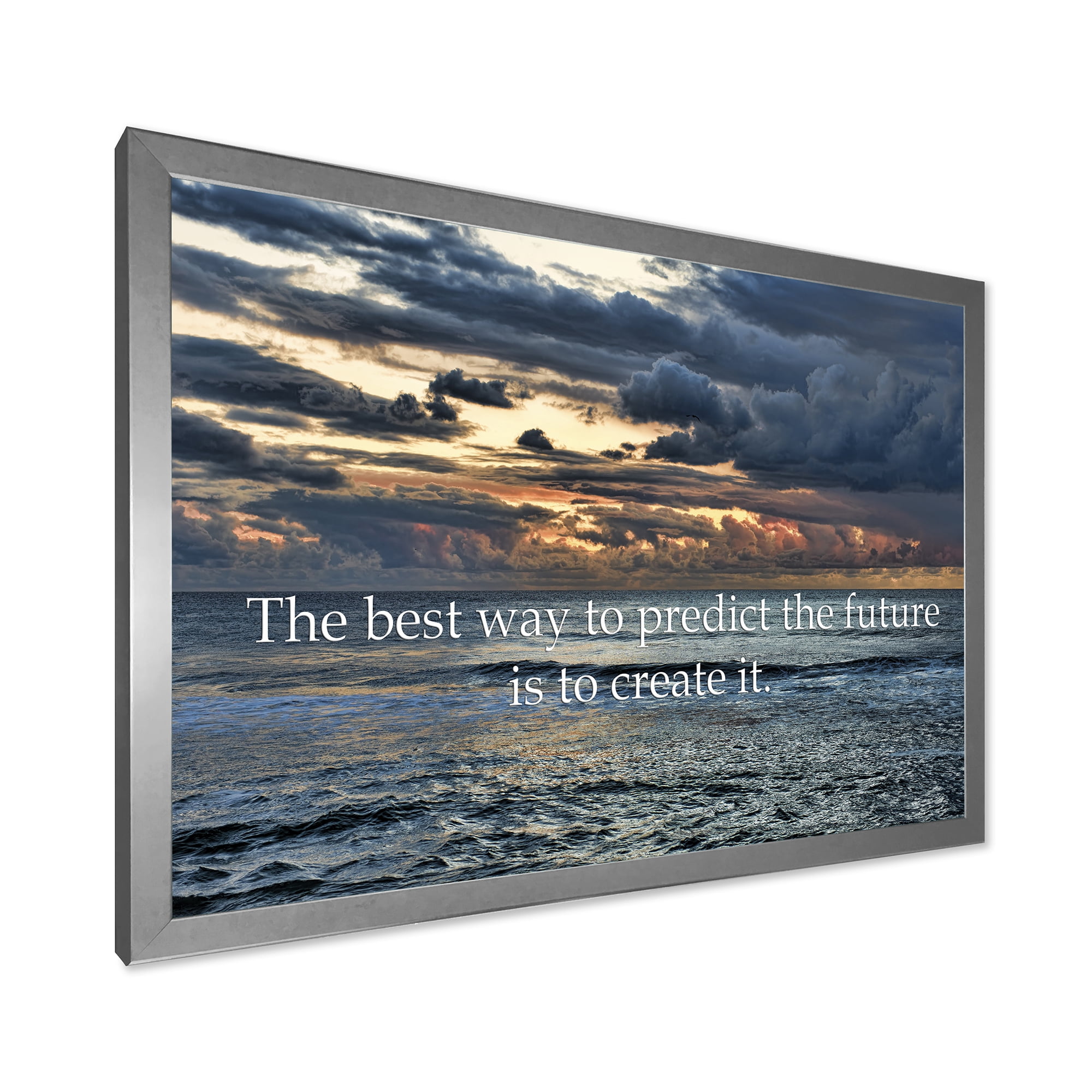 Designart 'The Best Way To Predict The Future Is To Create It Blue Ocean' Nautical & Coastal Framed Art Print