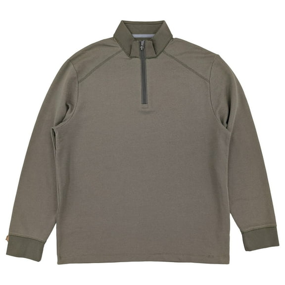 Van Heusen Mens Green Regular Fit Long Sleeve Pique Quarter Zip Shirt Large