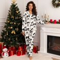 thumbnail image 4 of Yuyamidu Soft V Neck Pjs Nightgown Winer Pajama Set Black Bow Long Sleeve Tops & Long Sweatpants Thermal Button Down Sleepwear for Women Size XL, 4 of 9