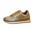thumbnail image 5 of Rokment Sparkly Sequin Fashion Sneakers Walking Shoes for Women Fall Winter Bling Breathable Mesh Patchwork Lace up Memory Foam Non Slip Running Tennis Casual Footwear Gold Size 7.5, 5 of 6
