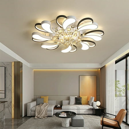 

Fichiouy Modern Luxury K9 Crystal Pendant Lamp LED Chandelier Flush Mount Ceiling Fixture