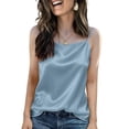 thumbnail image 2 of WULMLEO Women's Satin Spaghetti Strap Cami Top Soft Silky Casual Tank Top for Summer Layering Night Out Sky Blue M, 2 of 4