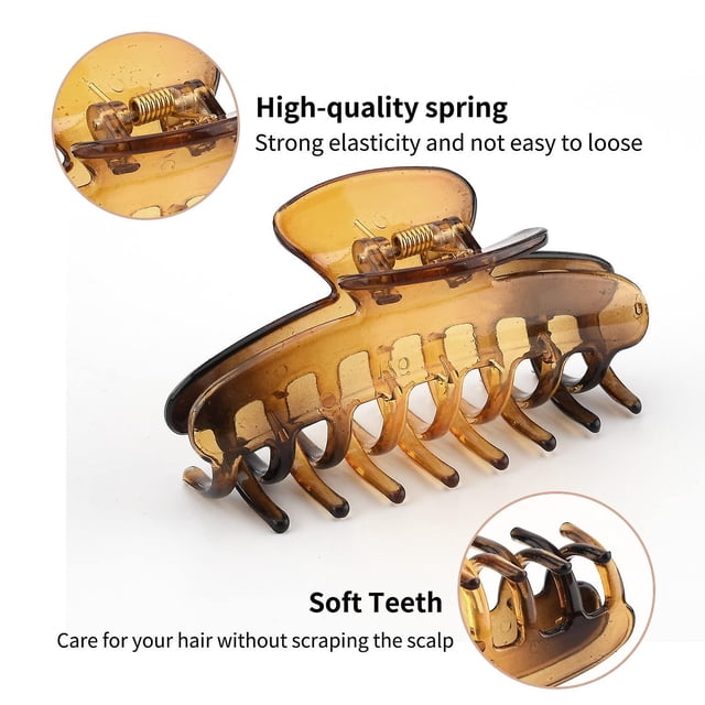 Paquete de 8 pinzas para el cabello, 2 estilos de pinzas para el cabello medianas y grandes, 4 pinzas cuadradas rectangulares y 4 pinzas acrílicas para mujeres con cabello grueso