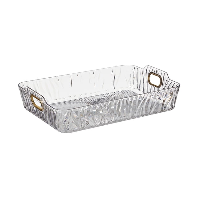 Bandeja rectangular para servir, plato de frutas, almacenamiento de joyas de maquillaje, bandeja de almacenamiento para sala de estar, dormitorio, bañ L