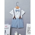 thumbnail image 3 of CARETOO Boy Clothes Suit 3Pcs 0-18M Infant Short Sleeve Formal Outfits Shirt Bowtie Pants 95% Cotton, 3 of 15