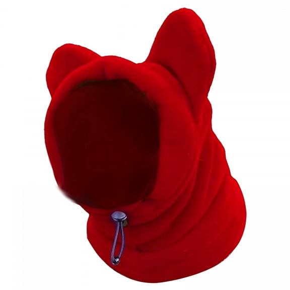 TELOLY Winter Pet Hats Adjustable Wool Ear Hooded, Dog Hood Warm Hat Thickened Neck Warmer Scarf Ears Hoodie for Small Animal Medium to Large Dog Puppy Training Red