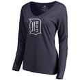 thumbnail image 2 of Women's Navy Detroit Tigers Cooperstown Collection Forbes Long Sleeve V-Neck T-Shirt, 2 of 3