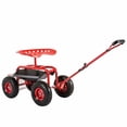 thumbnail image 5 of Kinbor Garden Cart Rolling Work Adjustable Swivel Seat for Planting w/Tray Basket Extendable Handle, 5 of 7