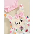 thumbnail image 6 of Infant Baby Girls Summer Outfit Short Sleeve Rompers and Dot Print Bunny Dress Headband Set, 6 of 8
