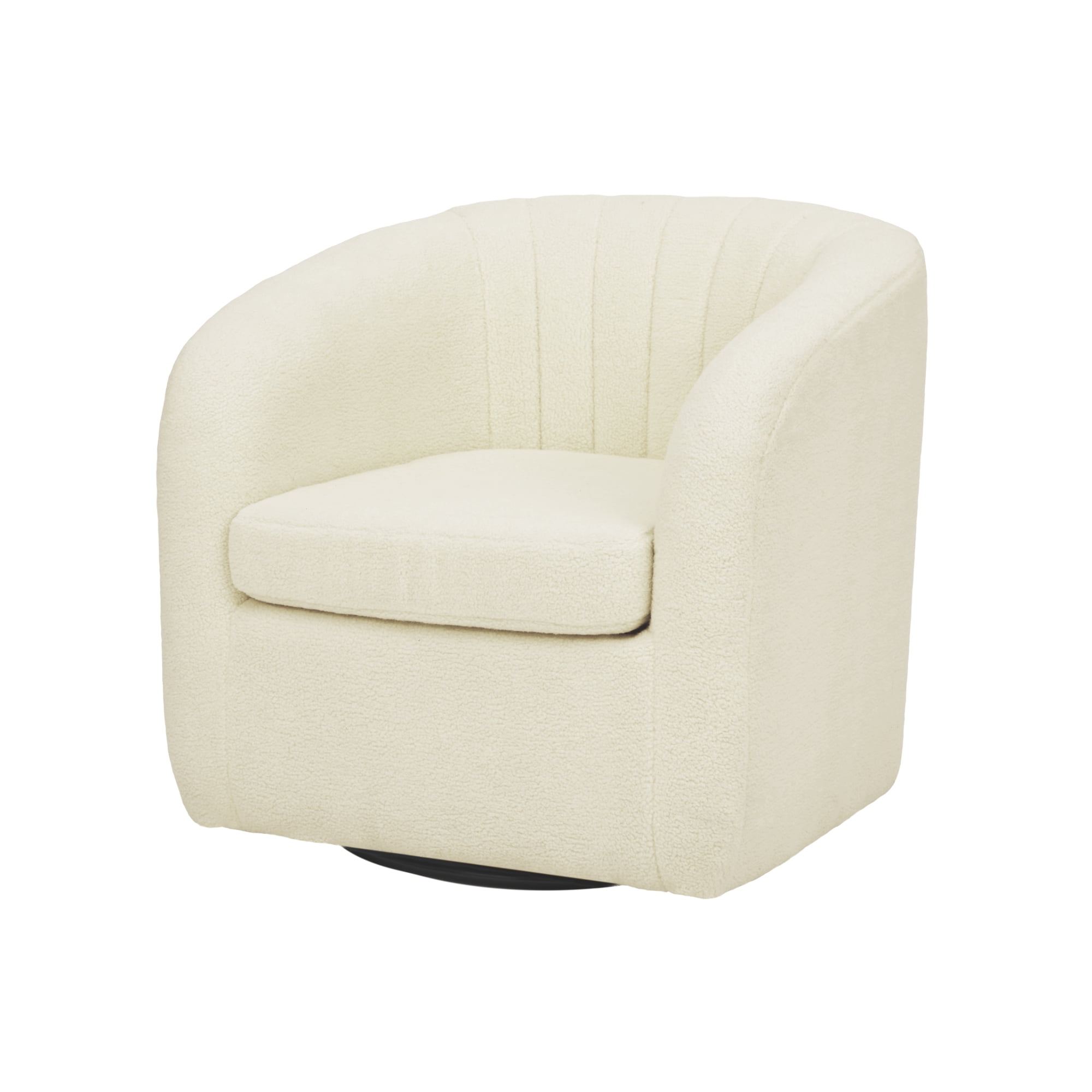 Teamson Home Monroe Swivel Tub Accent Chair with Faux Shearing, Ivory