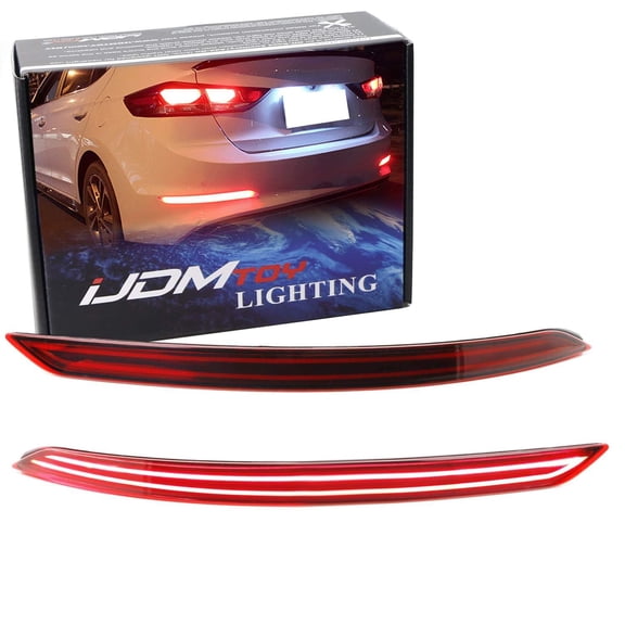 Red Lens Full LED Bumper Reflector Lights For 2017 2018 Hyundai Elantra Sedan, Function as Tail/Brake & Rear Fog Lamps