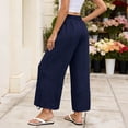 thumbnail image 7 of Bosfbaoi Pants for Women Regular Flat Front Jogger Pants Drawstring Waist Wide Leg Womens Pants with Adjustable Ankle Ties Outdoor Activity Trousers, 7 of 7