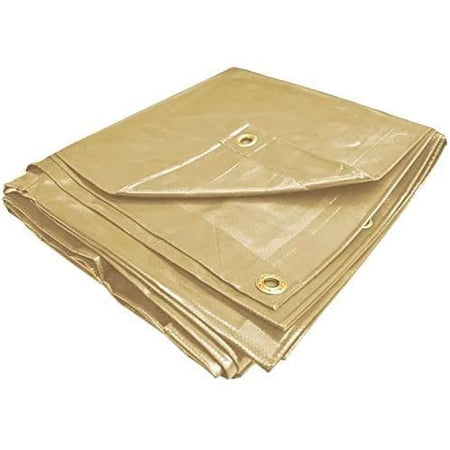 PVC Vinyl Cover Waterproof UV Resistant Heavy Duty Vinyl Tarp 13oz 18 Mil -TAN (6x20)